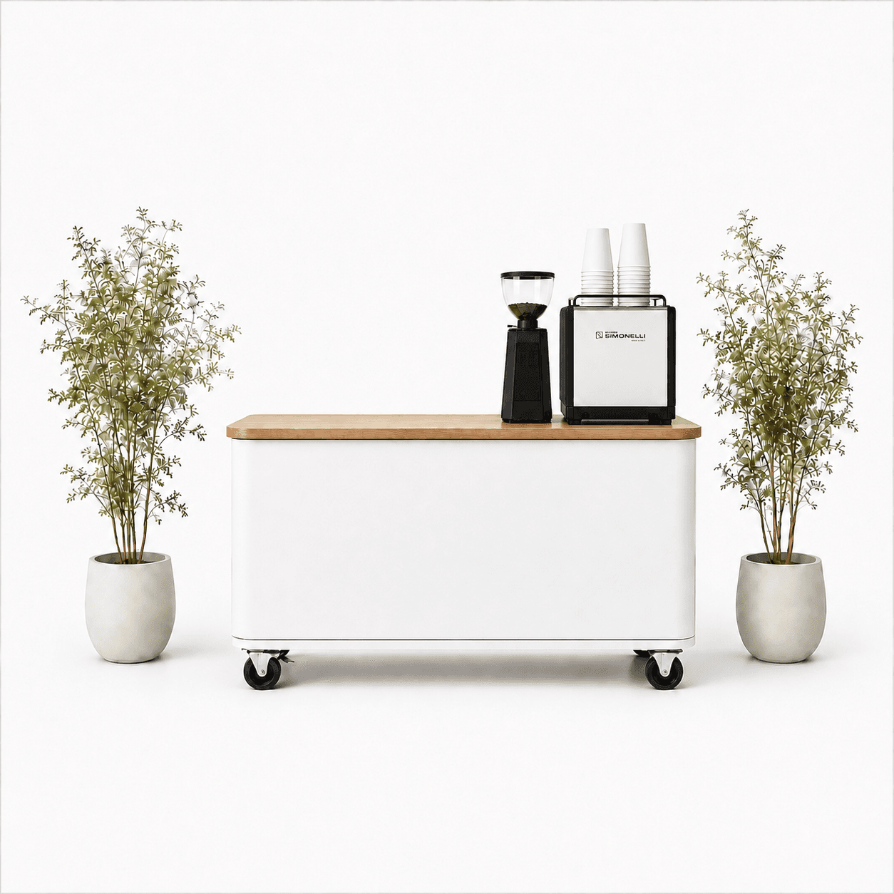 White mobile coffee cart at a Chagrin Falls wedding