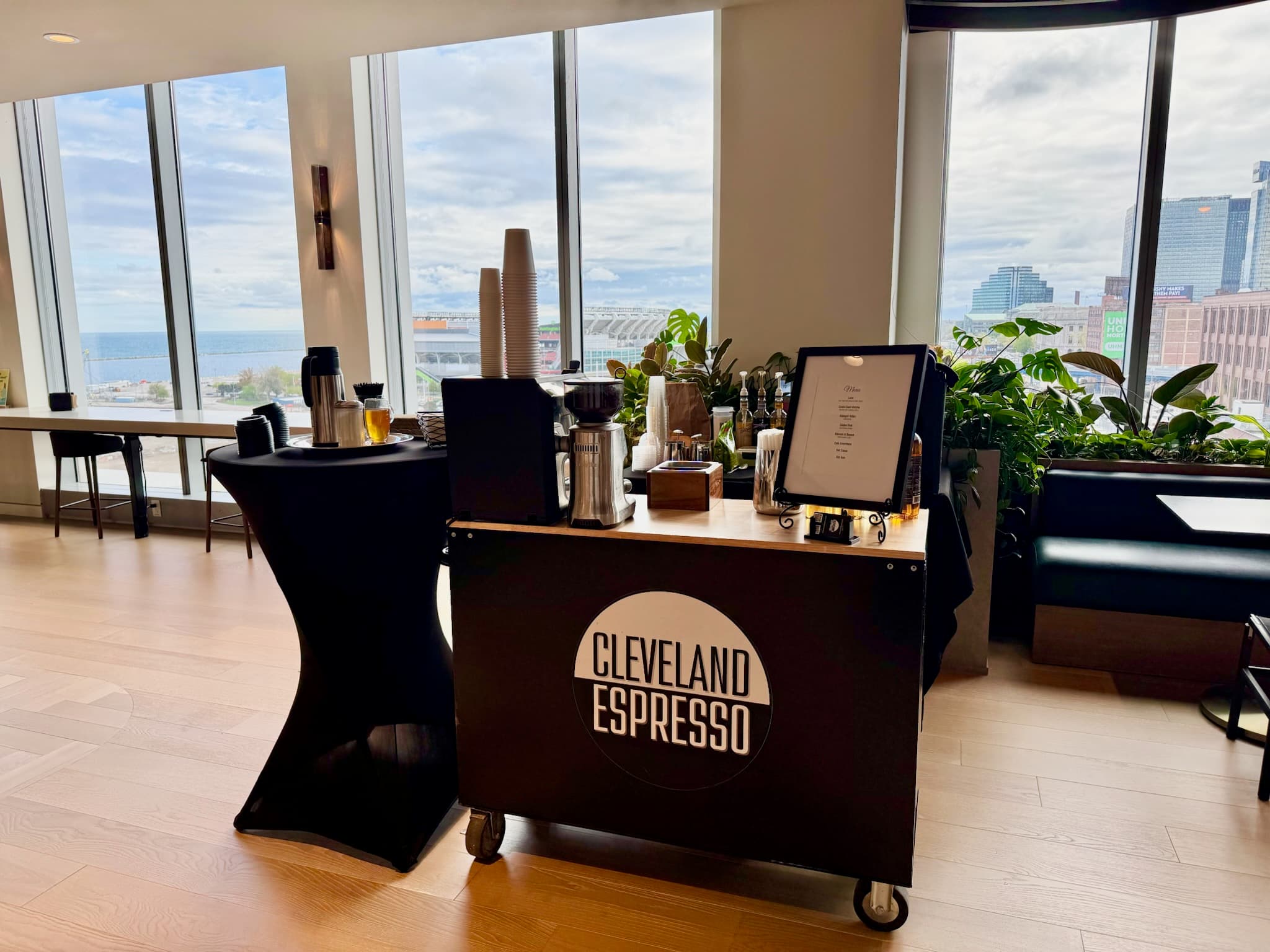 Cleveland Espresso coffee cart catering a CBRE office event in Cleveland