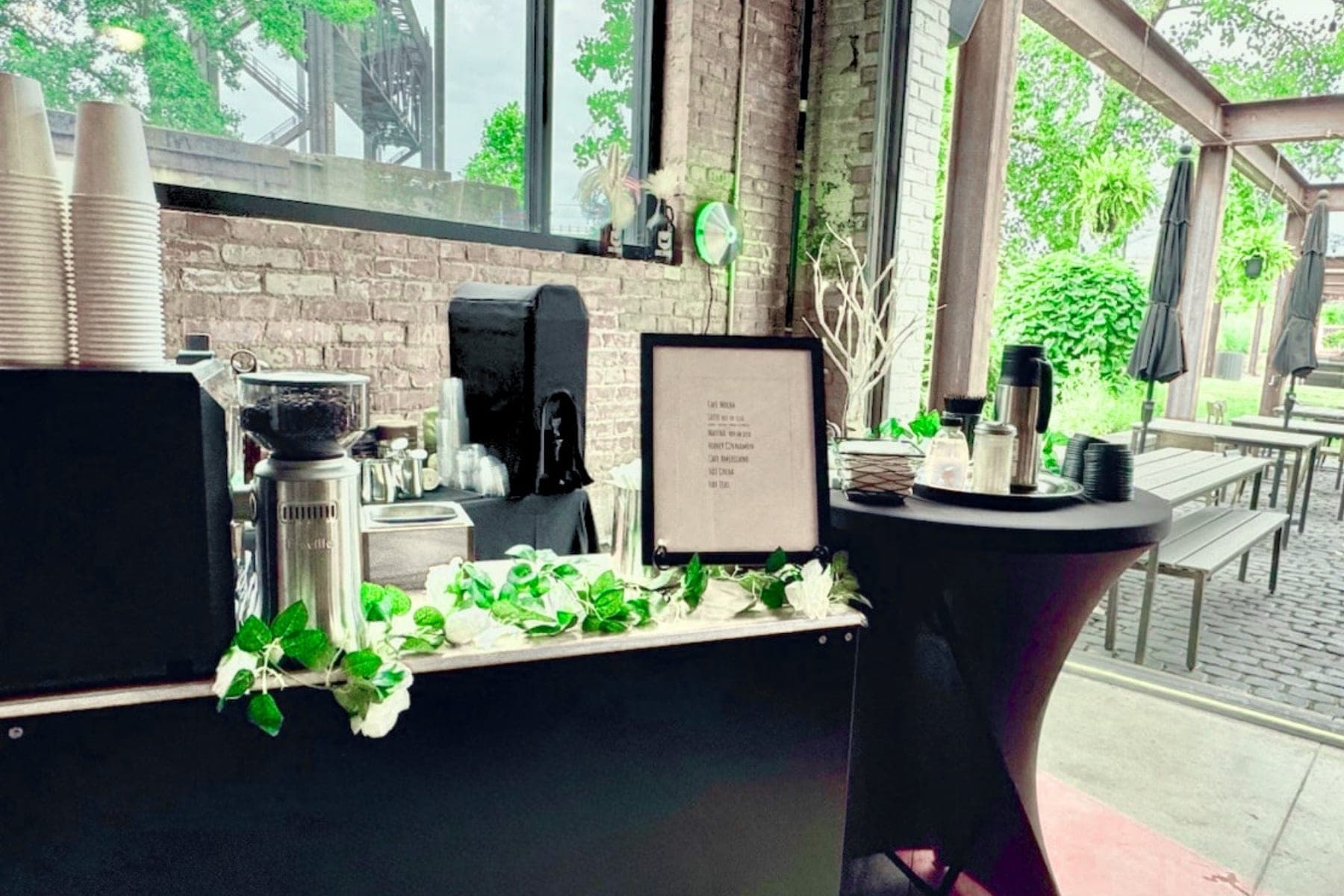 Cleveland Espresso mobile coffee cart set up outdoors for a Cleveland, OH event