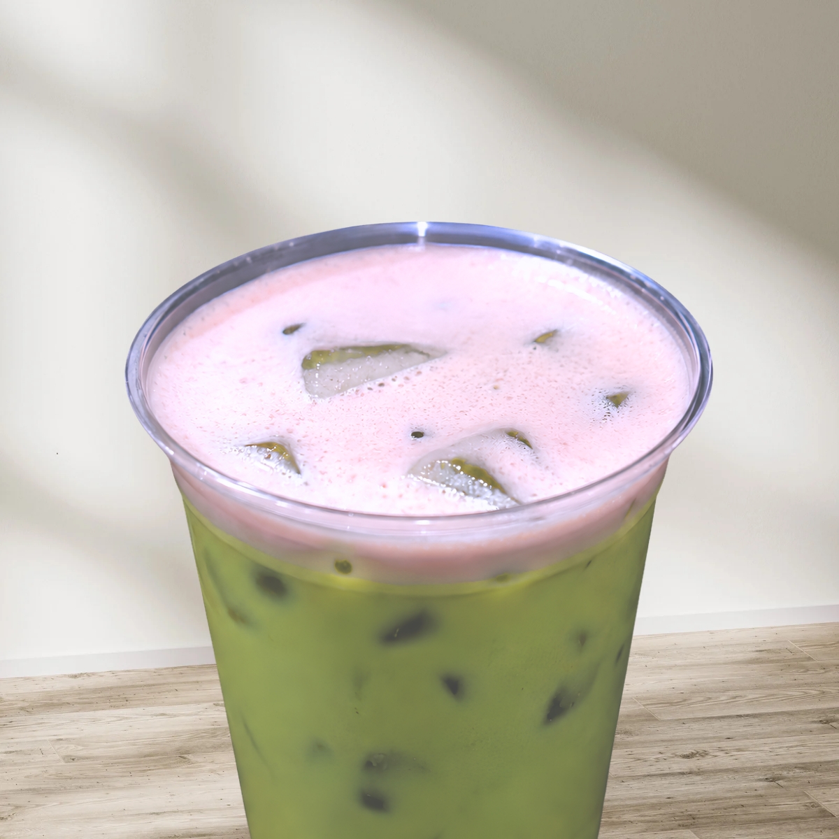 Iced strawberry matcha latte from the Cleveland Espresso mobile coffee cart