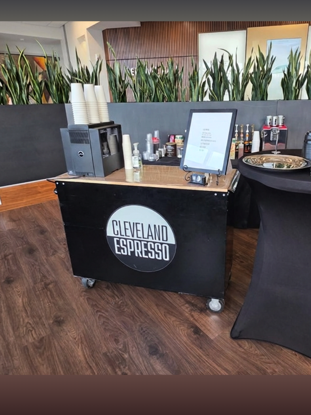 Coffee cart catering a corporate event for Flexjet