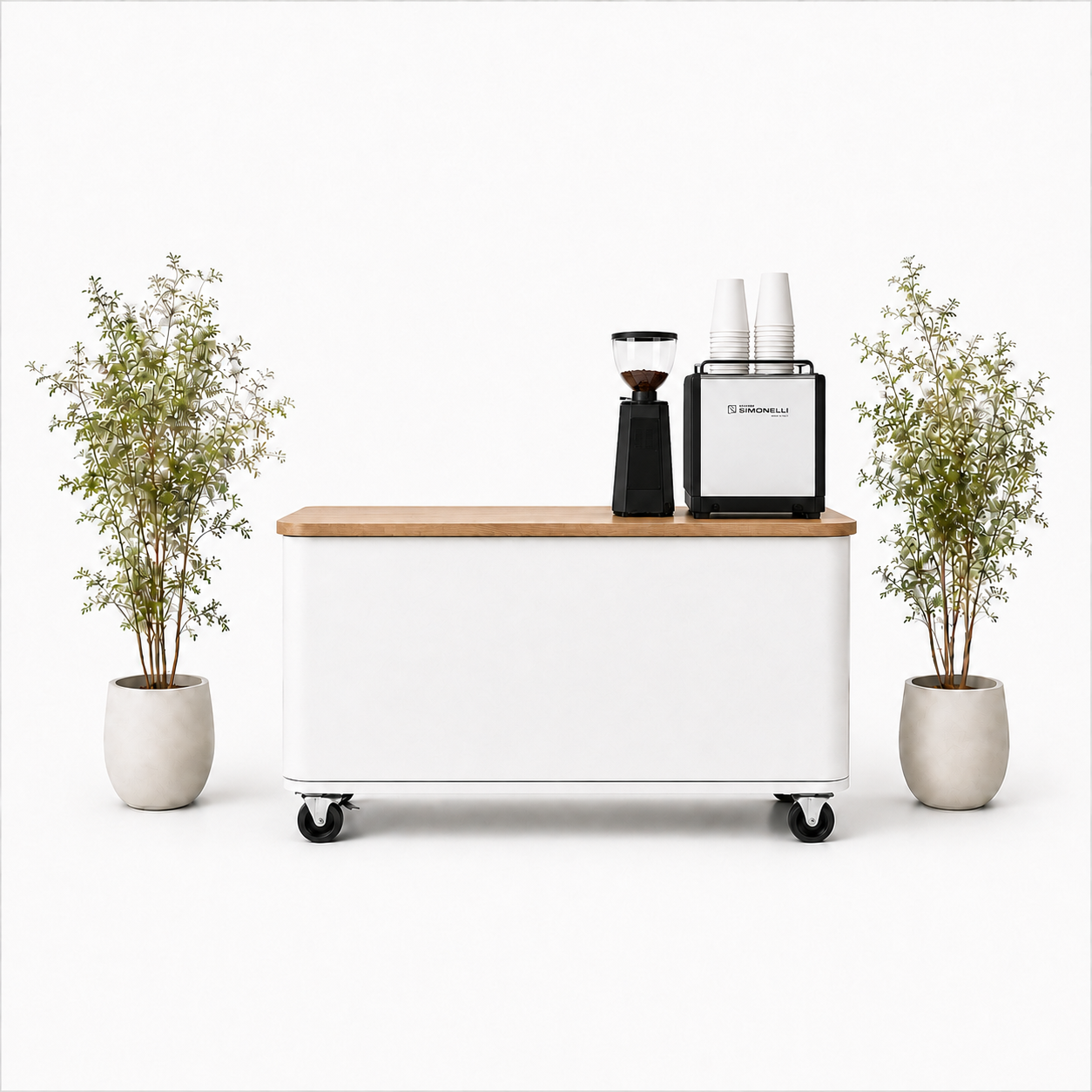 Compact mobile coffee cart with baristas for weddings in Ohio