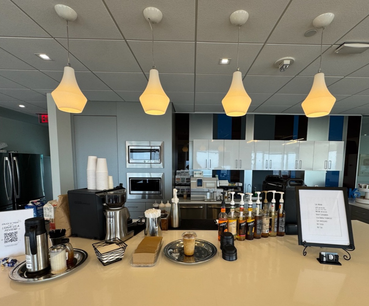 Espresso bar set up as an island for a Cleveland corporate event
