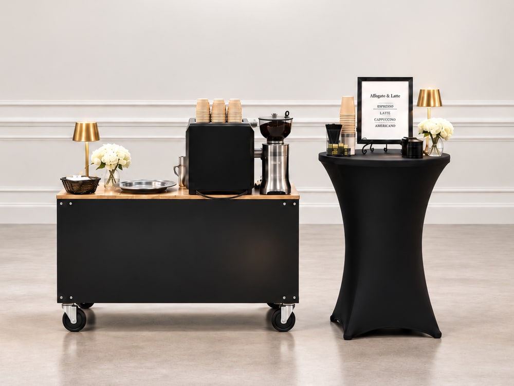 Barista serving from the Cleveland Espresso cart at an event