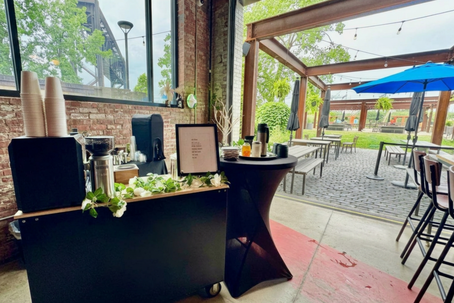 Mobile coffee cart at wedding brunch in Cleveland, Ohio