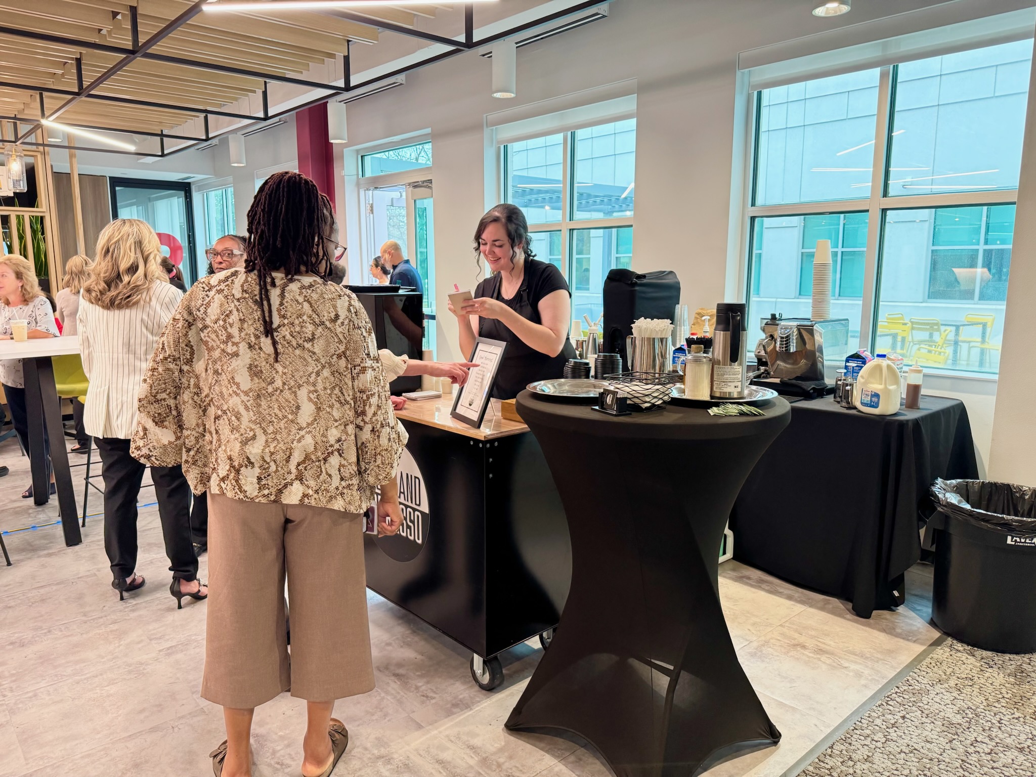 Mobile coffee cart at a Cleveland corporate event